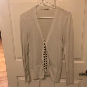 White cardigan with snaps